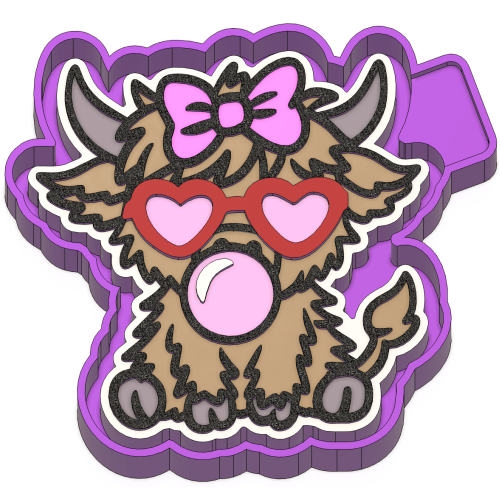 Highland Cow Bubble Gum Freshie Mold